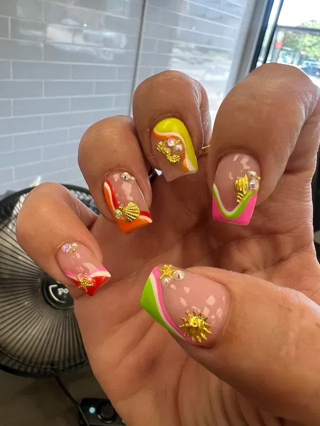 Celestial moon and star nails