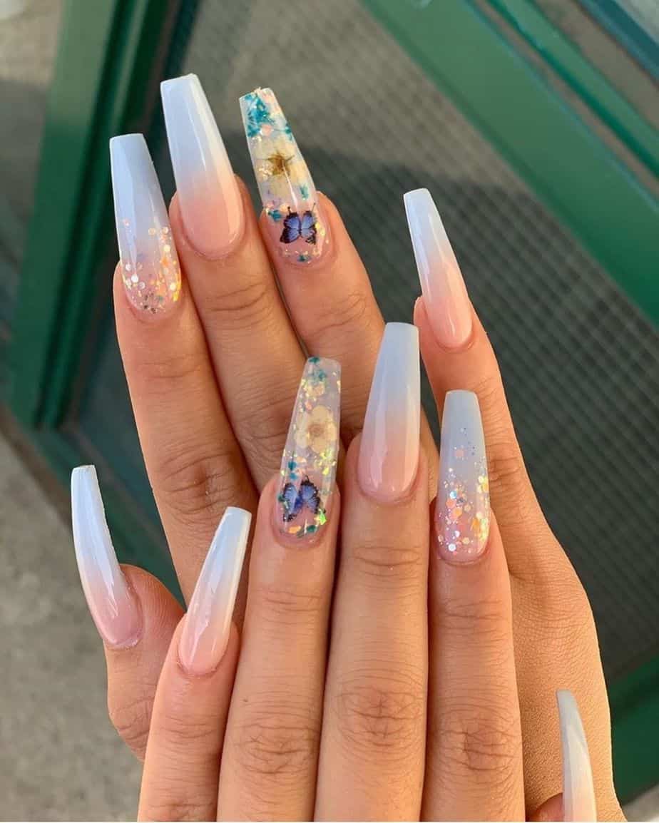 3D floral stiletto nails